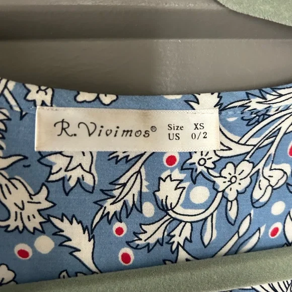 R. Vivimos Long Sleeve Floral Print Dress XS - Picture 2 of 2